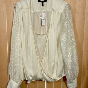 White House Black Market Cream shirt.